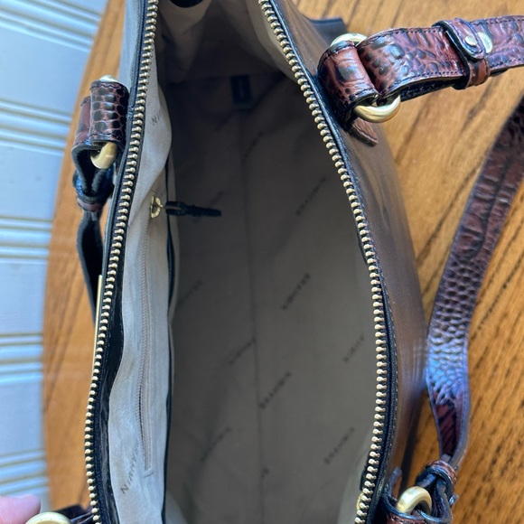 Vintage Brahmin smooth leather sachel handbag trimmed in pecan brown - Picture 4 of 5